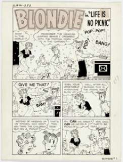 Paul Fung Jr. (attributed) Blondie Comics Monthly Complete 10-Page Story Original Art (Harvey Comics, 1952). -