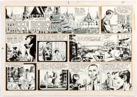 Joe Kubert Tales of the Green Beret Sunday Comic Strip Original Art dated 10-8-67 (Chicago Tribune, 1967). ...
