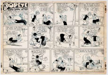 Bela Zaboly (as Bill Zaboly) Popeye in Thimble Theatre Sunday Comic Strip Original Art dated 4-15-51 (King Feature... | Heritage