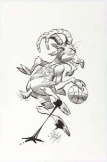 Jack Davis North Carolina Tar Heels (Rameses) Basketball Illustration Original Art (Hot Shots, c. 1990s).... | Heritage
