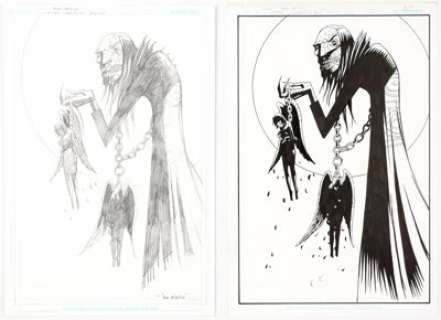  - Dean Ormston - Lucifer Preliminary Character Design Original Art Group of 2 and Signed Limited Edition Convention ... (Total: 2 Original Art)