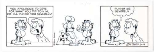 Jim Davis Garfield Daily Comic Strip Original Art dated 3-14-01 (United Feature Syndicate, 2001).... | Heritage