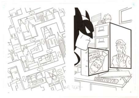 Al Bigley Batman: The Animated Series Puzzle Art Pages 10 &11 Illustrations Original Art (undated). Commercial -