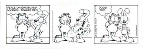Jim Davis Garfield Christmas Day Daily Comic Strip Original Art dated 12-25-97 (PAWS/Universal Press Syndicate, - | Heritage