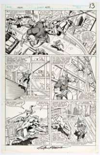 Ron Frenz and Brett Breeding Thor #391 Story Page 9 Original Art (Marvel, 1988). Spider-Man guest-stars as he - | Heritage