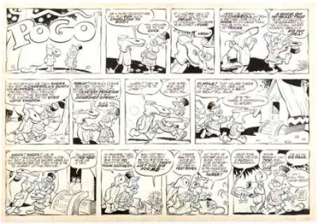 Walt Kelly Pogo Sunday Comic Strip Original Art dated 8-21-55 (Hall Syndicate, 1955). ... | Heritage