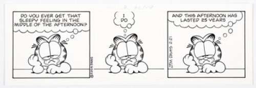 Jim Davis Garfield Daily Comic Strip Original Art dated 2-21-04 (Paws, 2004). ... | Heritage