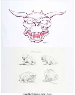 Thom Enriquez Ghostbusters Terror Dogs Concept Illustrations Original Art Group of 2 (Columbia, 1983). The Terror - | Heritage