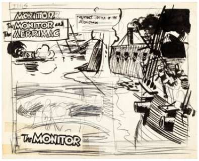 Wally Wood "Monitor and the Merrimac" Sketch Original Art (c. 1950-60s). This looks to be an rough - | Heritage