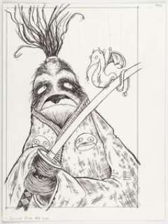 Roman Dirge - Samurai Sloth Graphic Novel Cover Original Art (c. 2006).