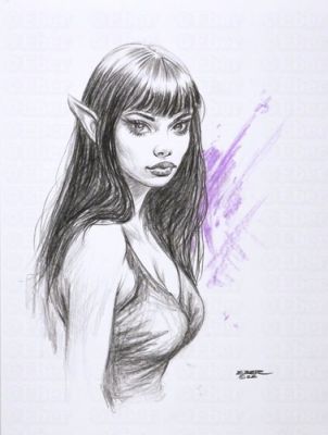 Original Dag Eber Drawing- Pretty girl - "Elfa" - Signed Fantasy Girly Art | eBay US (Buy It Now)