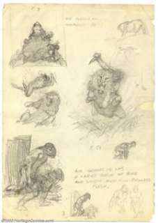 Frank Frazetta - Original Lion Sketches (undated). "For seconds he was a carved statue of bone and sinew and - | Heritage