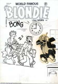 Al Avison (attributed) - Original Cover Art for Blondie #51 (Harvey, 1950s). Blondie and Alexander chip in to help - | Heritage