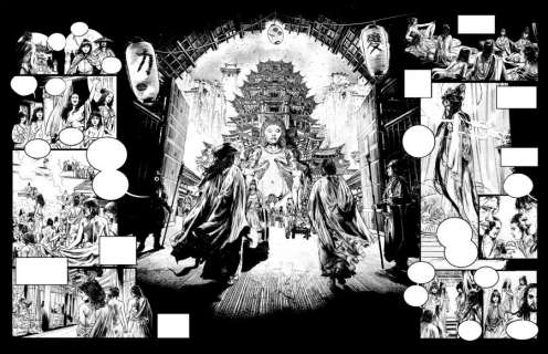 FedericoÂ FERNIANI - Double planche originale 14-15 du tome 2 de LA VOIE DU SABRE - Les braises de l‘enseignement-