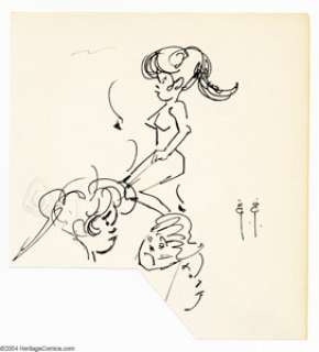 Frank Frazetta - "Pouting Girl Studies" Sketch Original Art (undated). Pencil, pen and ink drawing by - | Heritage