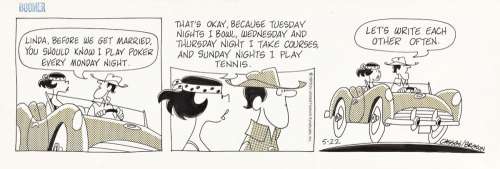 MEL CASSON (1920-2008) & WILLIAM F. BROWN (1925-2019) Group of Relationship-Themed "Boomer" Daily Comics.