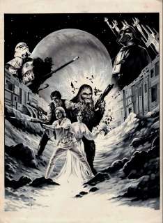 Stephen Fabian - Extremely Rare 1977 Published Star Wars Mixed Media Illustration (& Unpublished Cover)