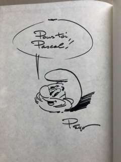 Peyo. Dédicace illustrant le Grand Schtroumpf réalisée… | Dagoty