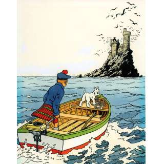 Georges Remi Dit Herge (1907-1983). | Tintin. Album pop hop l’Ile noire, Hallmark et Rouge et Or, 1970. Couverture originale en couleur avec certificat du Comité... | HVMC