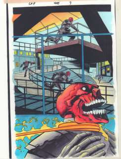 John Kalisz, Mike Manley, Ron Garney | Captain America #447 P.7 Color Guide Art - Red Skull Caught with Lasso - 1996 | Anthony’s Comic Book Art
