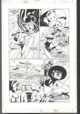 Rags Morales David Meikis | Fantastic Morales Hourman Page - Action Page with the Golden Age Flash And Hourman in Every Panel Issue Hourman # 21 Page 9 | Koch Comic Art