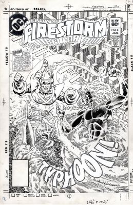 Pat Broderick | Broderick, Pat & Dick Giordano - Fury of Firestorm #8 Cover, Fs Vs Typhoon 1982 | Cool Lines Art