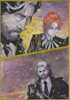 Neri Rearte | Clair Obscur Expedition 33 Gustave, Maelle & Renoir Painted Illustration Page Commission | Splash Page
