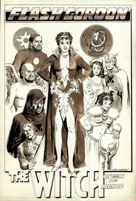 Gray Morrow | Flash Gordon Published Portfolio Pinup (8 Great Characters Including the Witch, & Nude Breasted Princess Aura!) | Romitaman