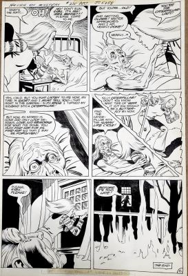 Ramona Fradon | Fradon, Ramona - House of Mystery #275 Last Pg , Girl Finds Witch Dying When Caterpillar Burns 1979 | Cool Lines Art