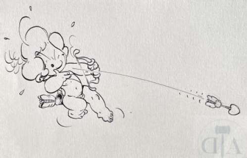 Malik/Dessin original illustrant Cupidon. Encre de Chine… | Dagoty
