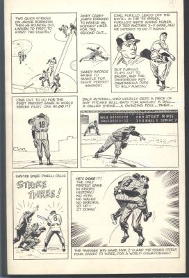 John Romita Sr. | John Romita Sr Sports Art - Don Larsen’s Perfect Game in the 1956 World Series - Fourth Page Issue 1981 New York Yankees Yearbook | Koch Comic Art