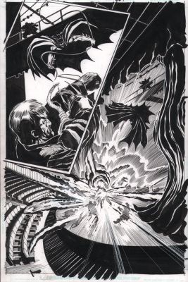Tom Mandrake | Batman #661 P.18 - Batman Descends & Explosion Splash - 2007 | Anthony’s Comic Book Art