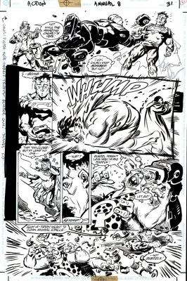 Kieron Dwyer | Action Comics Annual #8 P 31 (Bizarro Battling Throughout Entire Page!) 1996 | Romitaman