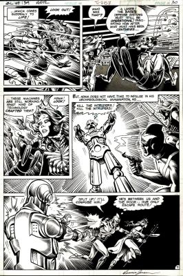 Dennis Jensen Rodin Rodriguez | Green Lantern #139 P 7 (Super Detailed Page with Adam Strange & Mer-Queen Aeriela Battling a Giant Robot!) 1980 | Romitaman
