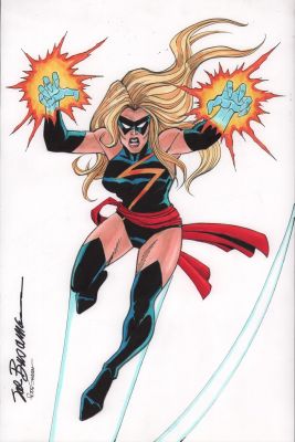 Bob Sharen, Sal Buscema | Miss Marvel Full Figure Color Art - Signed | Anthony’s Comic Book Art