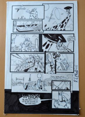 Scud the Disposable Assassin Original Pencil & Ink Page #8 Signed by Rob Schrab