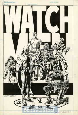 Dave Gibbons | Watchmen Group Pin Up - Historical 1St Artwork By Dave Gibbons & Alan Moore | BritComicsArt