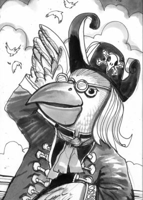 Simon Bisley – Salty Dogs Card art – Ink – Fingerless Dutch | Berserker Art