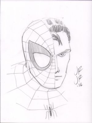 John Romita Jr. | Spider-Man Peter Parker Half-Half Pencil Head Sketch - Signed - 2026 | Anthony’s Comic Book Art