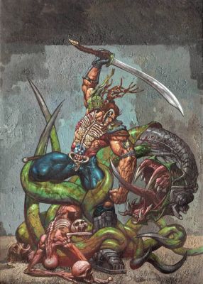 Simon Bisley – Mutant Earth issue 3 cover – Trakk graphic novel cover – 23×16 inches – Stan Winston – vintage 2003 | Berserker Art