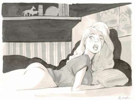 Bastien Vivès - lot 487 - Dessin original au lavis. Dimensions : 31 cm x 23 cm.