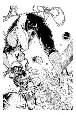 Josh Medors | Spider-Man Battling Green Goblin Detailed Pinup (2005) | Romitaman