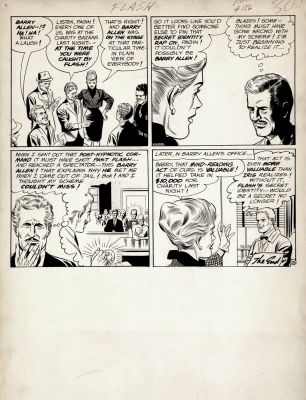 Carmine Infantino Joe Giella | The Flash #136 P 10 (The Flash, Barry Allen, & Iris Allen Defeat the Villain Named Pagin!) Large Art - 1962 | Romitaman