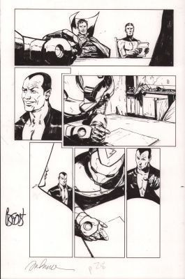 Alex Maleev | New Avengers: Illuminati #? P.28 - Namor, Dr. Strange, Reed Richards, Iron Man - Signed - 2006 | Anthony’s Comic Book Art