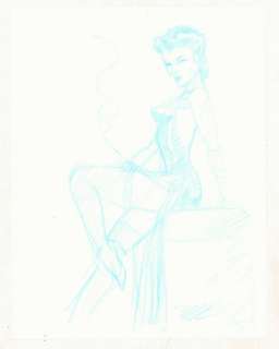 Michael Dooney - Elegant Smoking Babe in Stockings - Signed