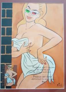 Walter Minus - Dessin original - Pin up  - ’Prudence’ - Page volante | Catawiki
