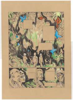 Sophie Ladame | LA VIE RÊVÉE D’UN PAPILLON planche 16, signée aquarelles et encres sur kraft, 35x53 cm | A la marge