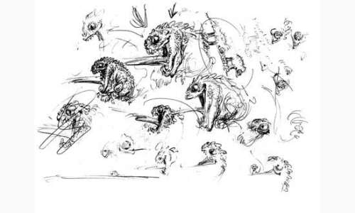 FRANQUIN. Â« Monstres Â«. Dessin Ã  la mine de plomb. Format 21 x 29,7 cm. | Tessier Sarrou