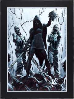 "THE WALKING DEAD" POSTER ORIGINAL ART FEATURING MICHONNE & HER PET ZOMBIES BY JOHN WATKISS.