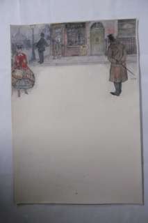 Originele aquarel - Scène de rue avec coupe en arrière-plan - (1946) | Catawiki